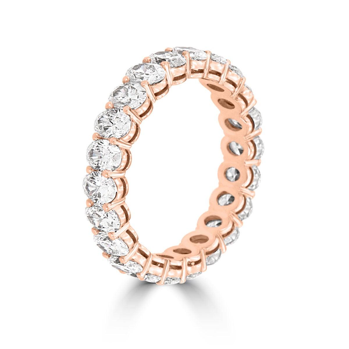 For Sale:  14 Karat Rose gold Oval Eternity Diamond Ring '3 Carat' 2