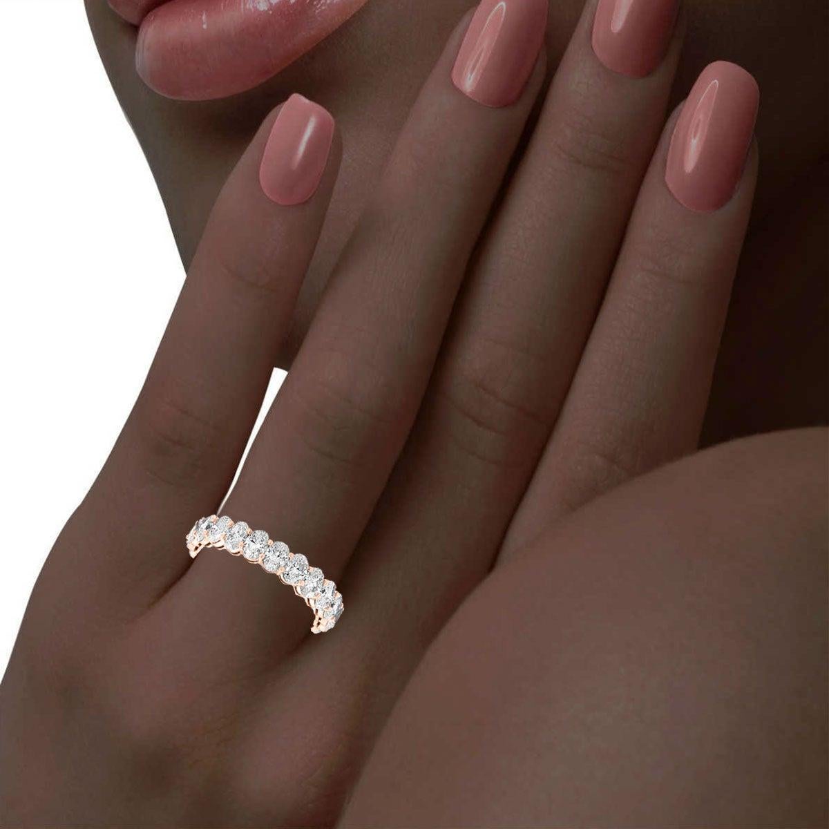 For Sale:  14 Karat Rose gold Oval Eternity Diamond Ring '3 Carat' 4
