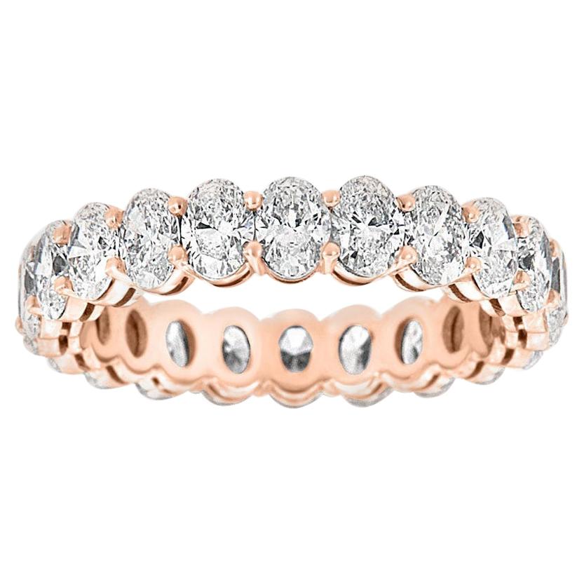 For Sale:  14 Karat Rose gold Oval Eternity Diamond Ring '3 Carat'