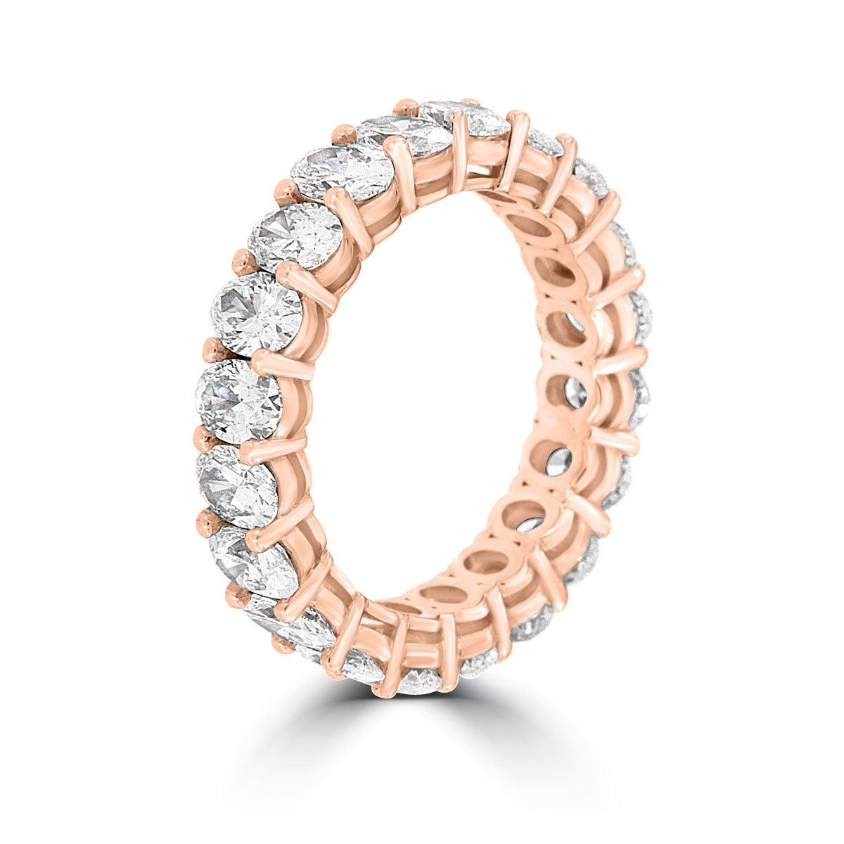 For Sale:  14 Karat Rose Gold Oval Eternity Diamond Ring '4 Carat' 2