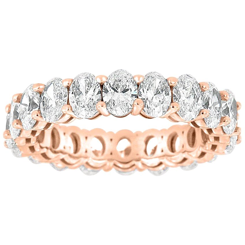For Sale:  14 Karat Rose Gold Oval Eternity Diamond Ring '4 Carat'