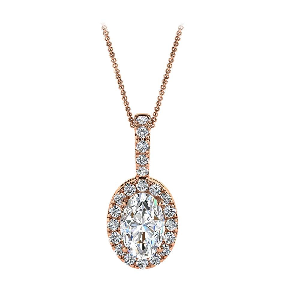 14 Karat Rose Gold Oval Halo Diamond '1/2 Carat'