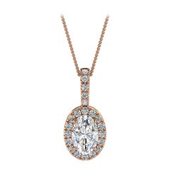 14 Karat Roségold Oval Halo Diamant '1/2 Karat'