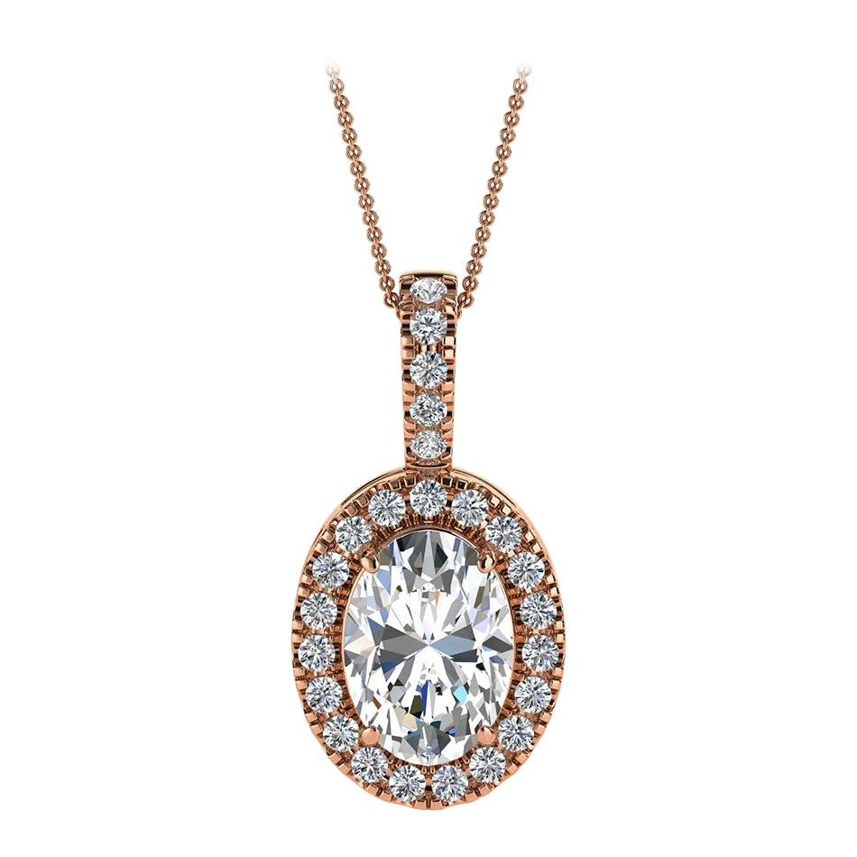 14 Karat Rose Gold Oval Halo Diamond '3/4 Carat'