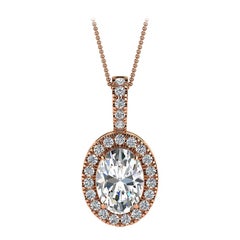 14 Karat Rose Gold Oval Halo Diamond '3/4 Carat'