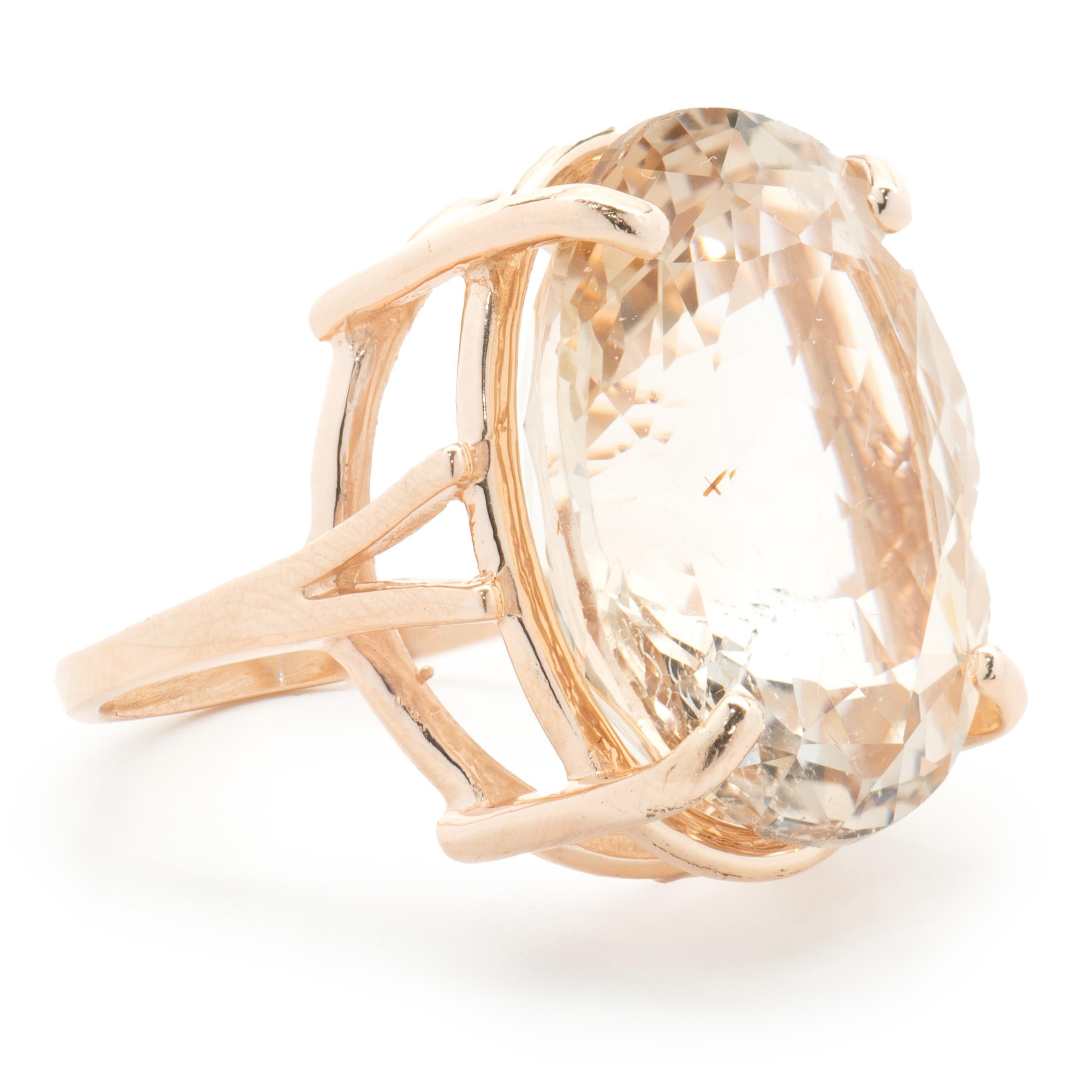 Oval Cut 14 Karat Rose Gold Oval Topaz Solitaire Ring