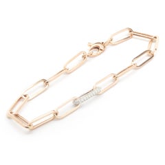 14 karat Rose Gold Paperclip Bracelet with Pave Diamond Paperclip Centerpiece