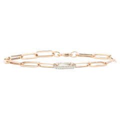 Bracelet de trombones en or rose 14 carats avec centre de trombones en diamant pavé
