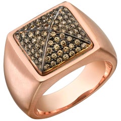 14 Karat Rose Gold, Pave Brown Diamond Pyramid Ring