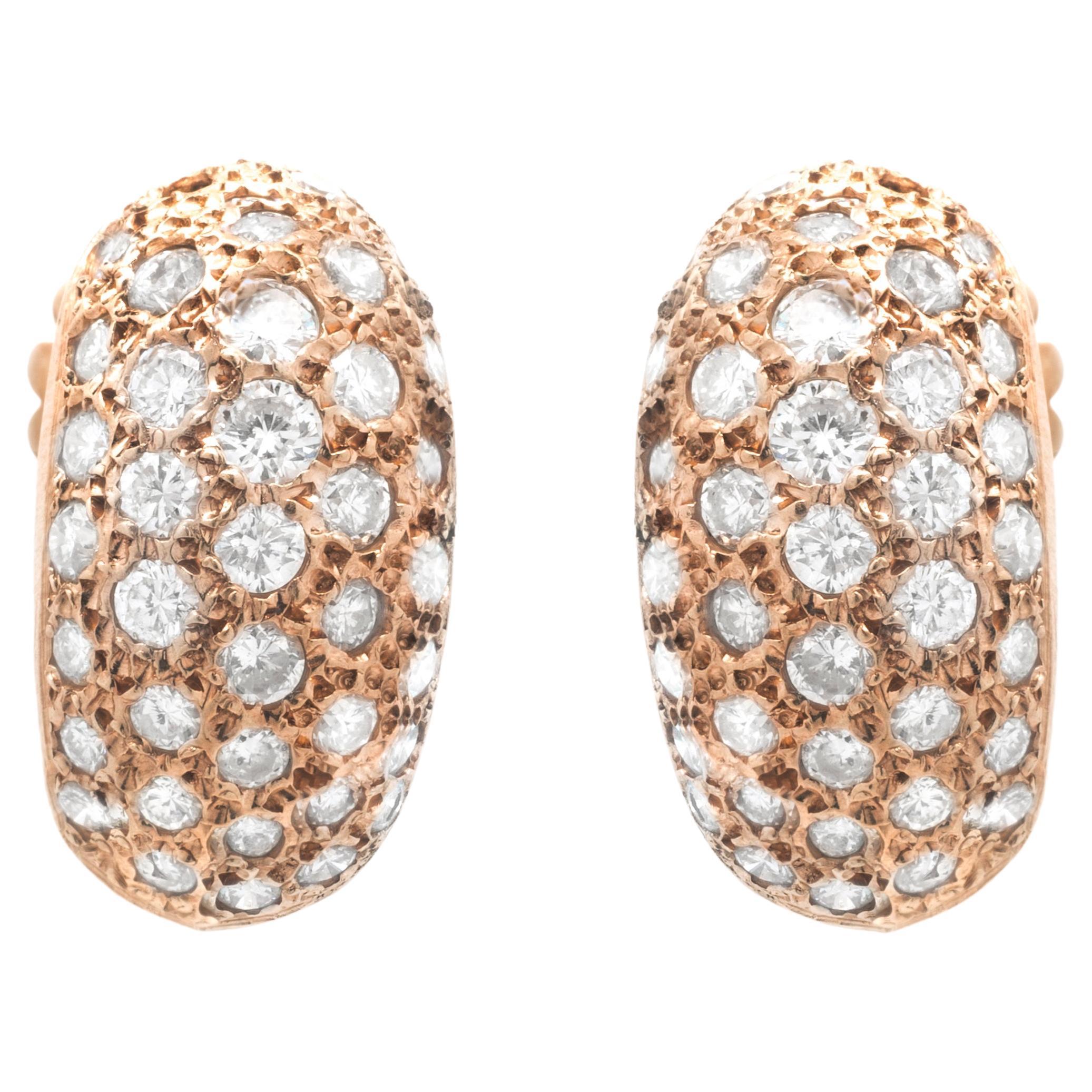 18 Karat Yellow Gold Diamond Fish Hook Earrings For Sale at 1stDibs