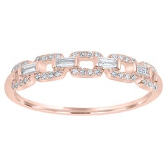 14 Karat Rose Gold Pave Diamond Link Band Ring