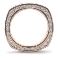 14 Karat Rose Gold Pave Diamond Rounded Square Eternity Band