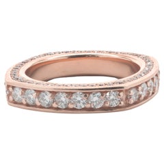 14 Karat Rose Gold Pave Diamond Rounded Square Eternity Band