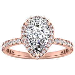 14 Karat Rose Gold Pear Diamond Halo Pavé 2 Carat Center 
2.45 Carat
 E VS2 GIA