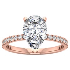 14 Karat Rose Gold Pear Diamond with Pavé 2 Carat Center 
2.3 Carat
 H SI1 GIA