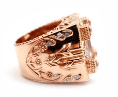 14 Karat Rose Gold, Pink Morganite, Ruby and Diamond Ring