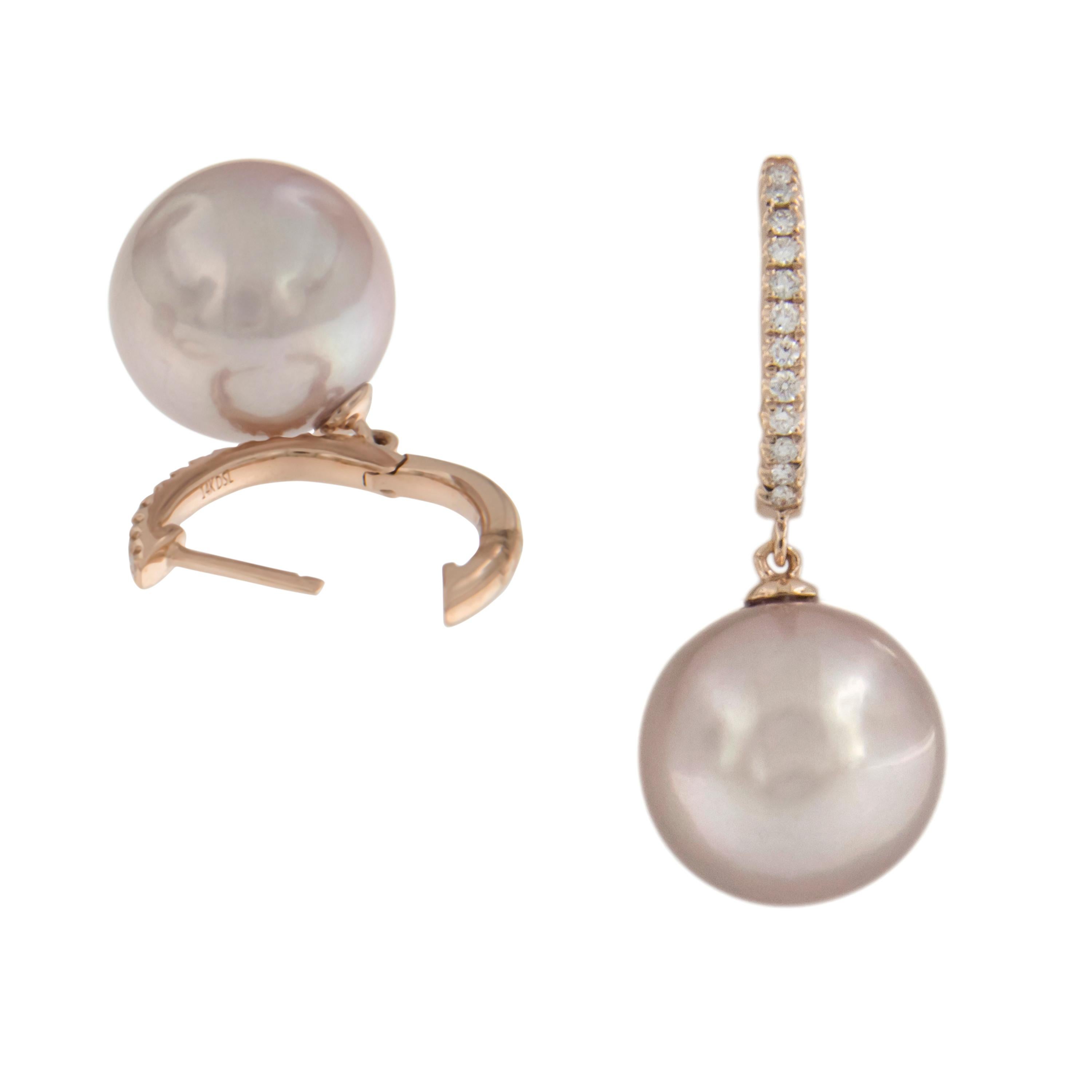 rose gold pink pearl earrings