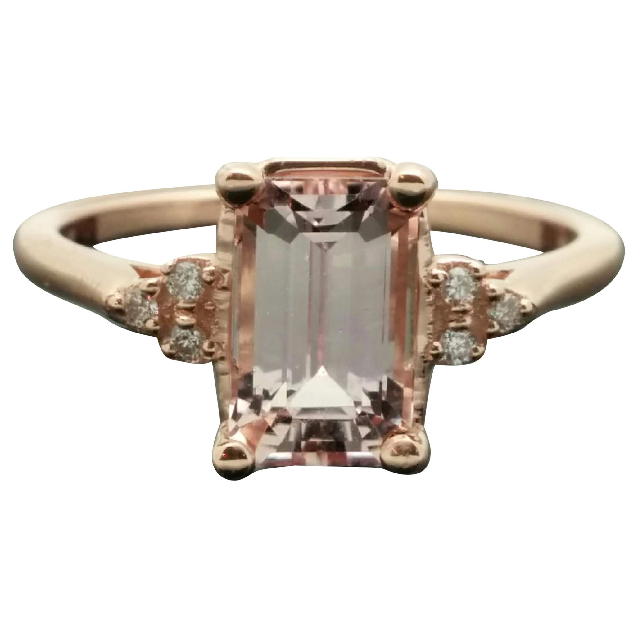14 Karat Rose Gold Pink Sapphire and Diamond Ring For Sale