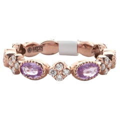 14 Karat Rose Gold Pink Sapphire and Diamond Star Band