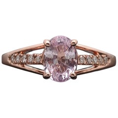 14 Karat Rose Gold Pink Sapphire and Diamonds Ring