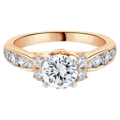 14 Karat Rose Gold & Platinum Round Brilliant Cut Diamond Engagement Ring