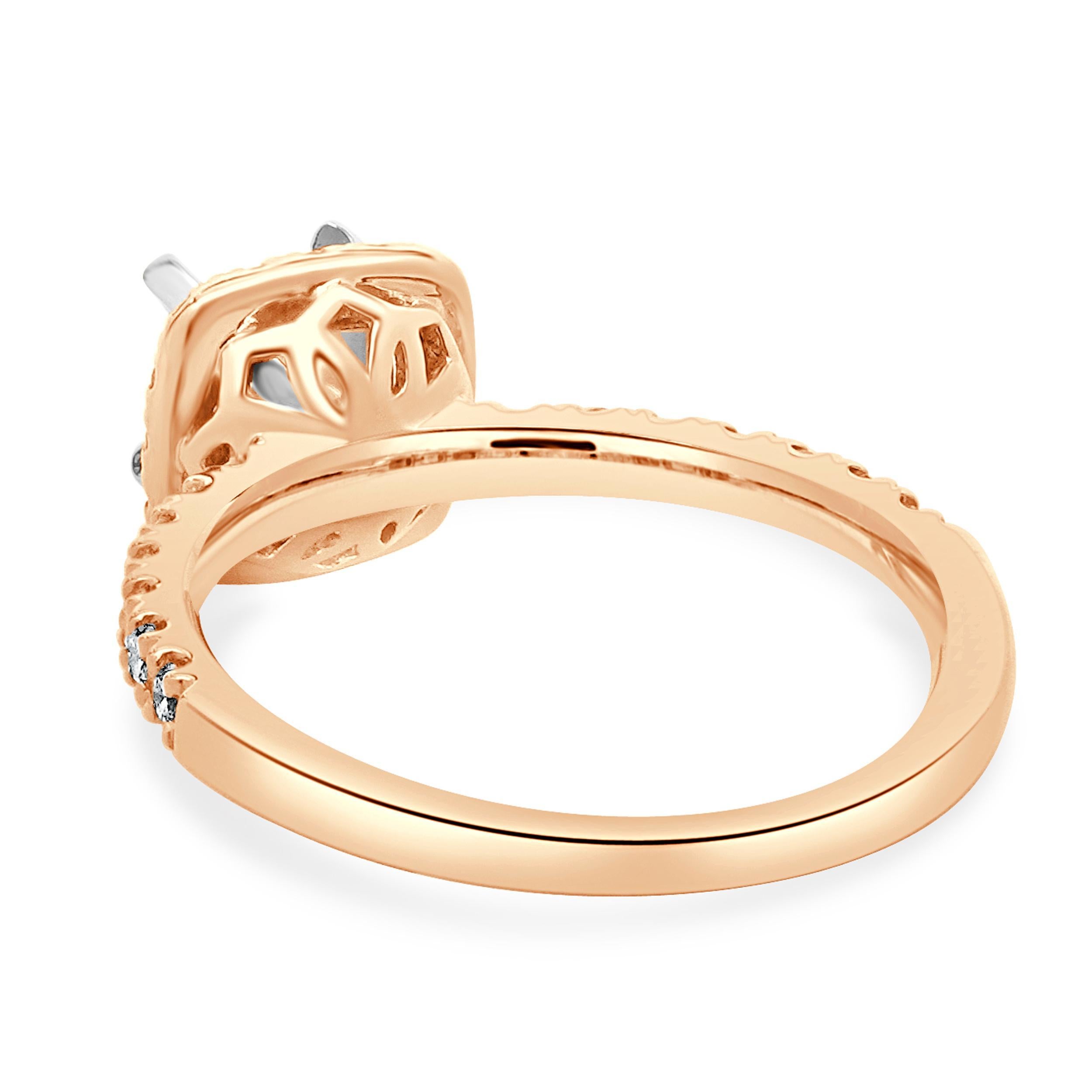 14 Karat Rose Gold Princess Cut Diamond Engagement Ring In Excellent Condition For Sale In Scottsdale, AZ