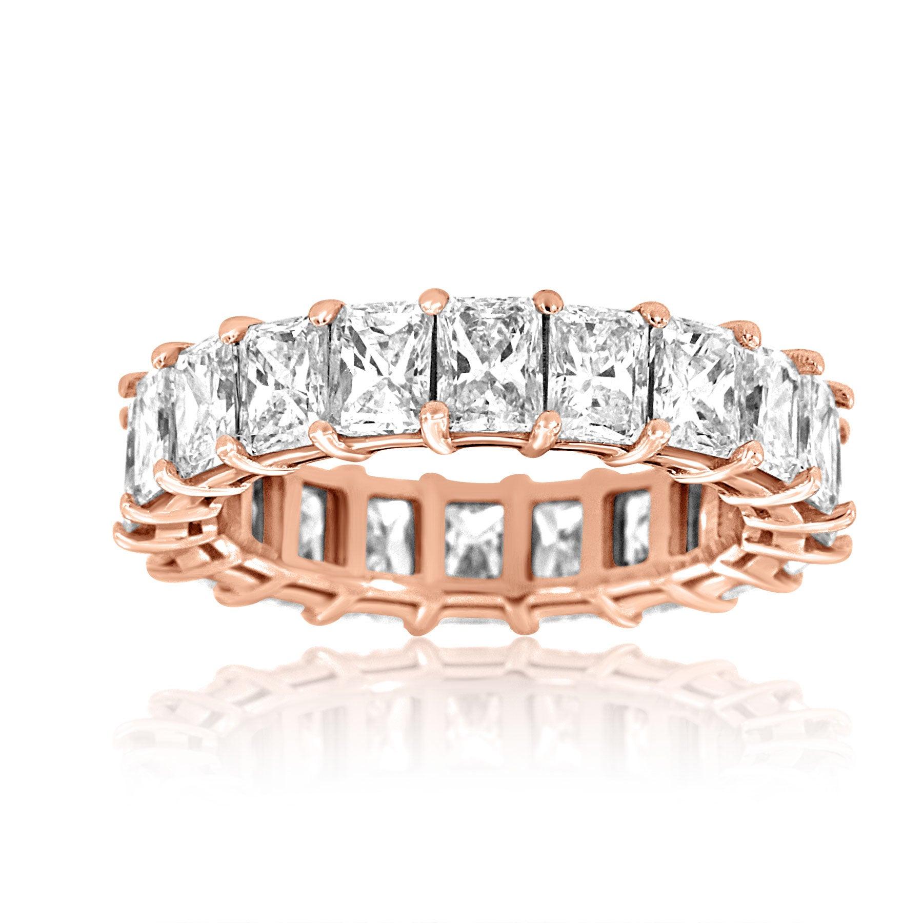 For Sale:  14 Karat Rose Gold Radiant Eternity Diamond Ring '6 Carat' 2