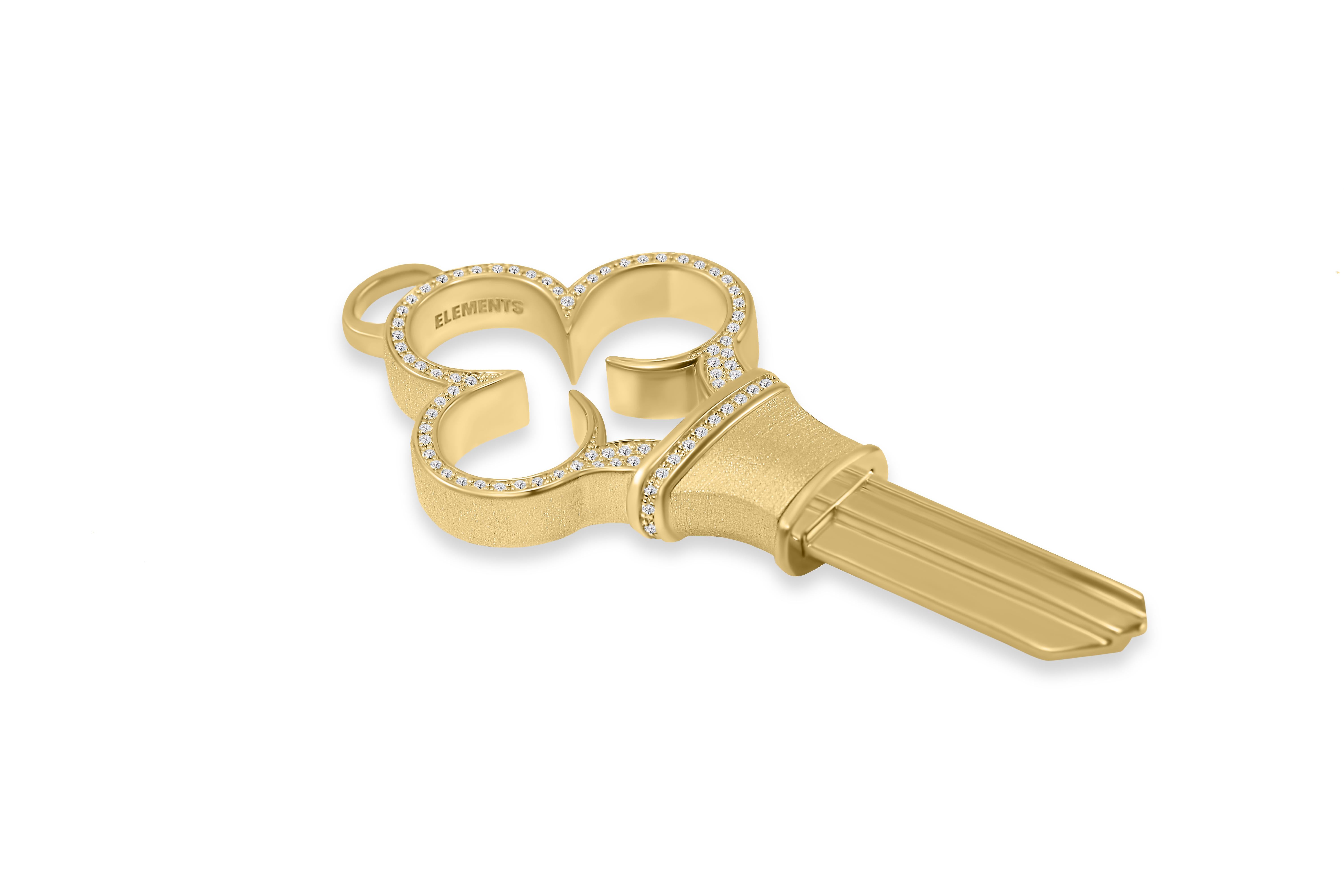 Femenino o masculino Colgante Llave de Casa Real de Oro Rosa de 14 Kilates con Diamante. en venta