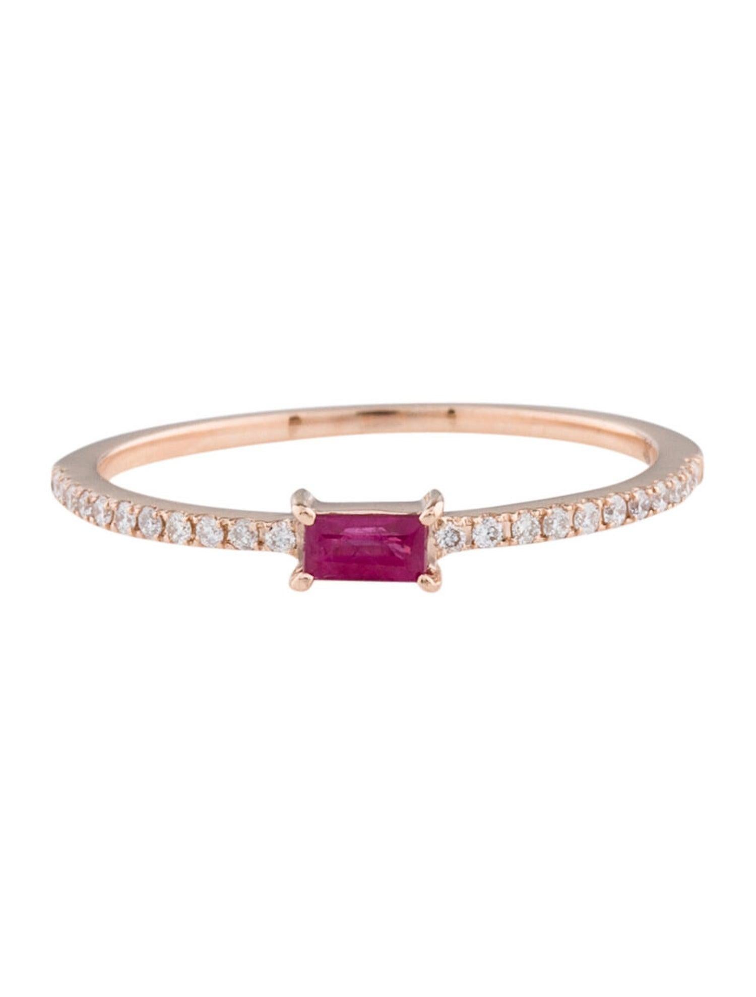 Contemporary 14 Karat Rose Gold Red Ruby Stackable Ring For Sale