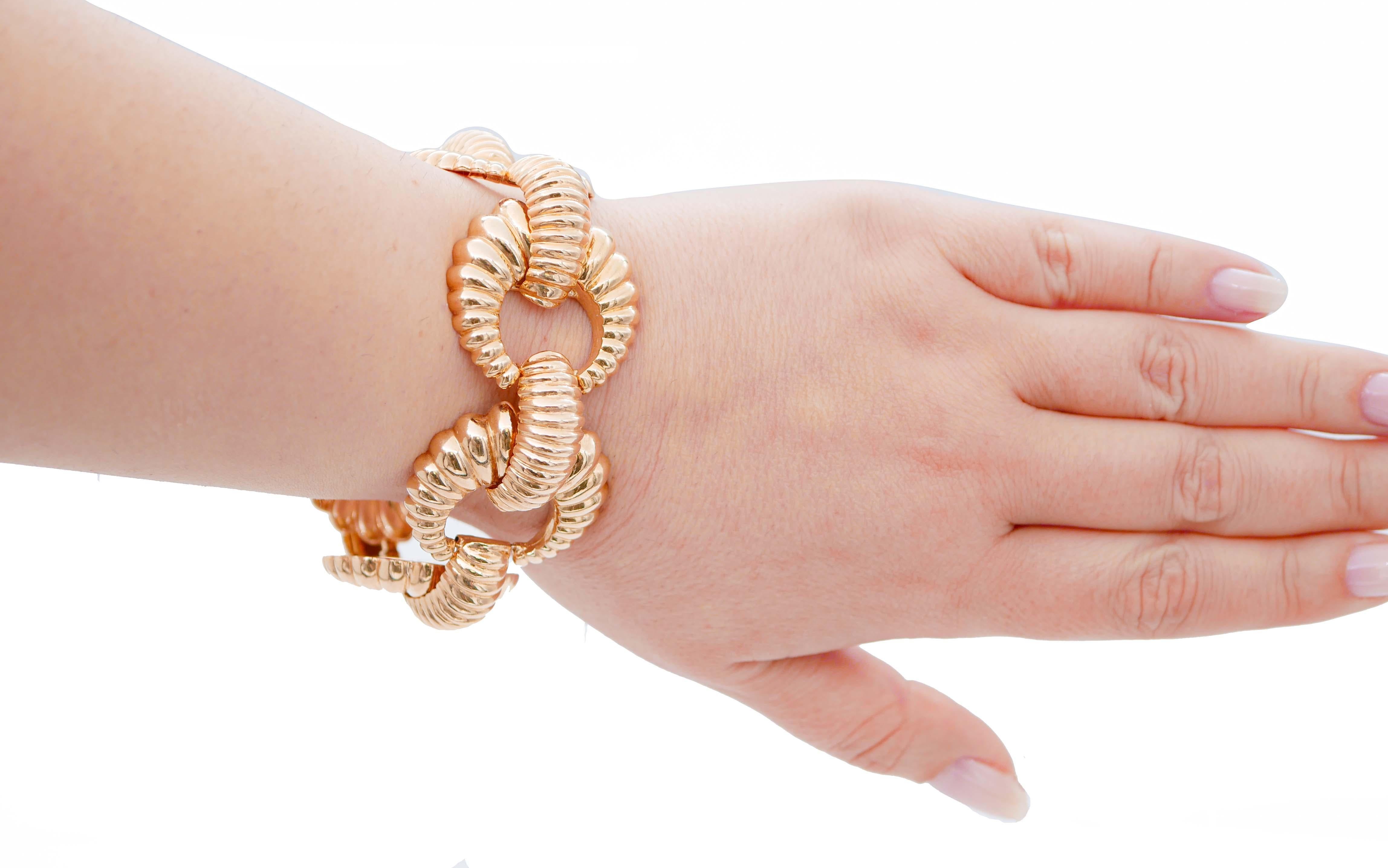 14 Karat Rose Gold Retrò Bracelet In Good Condition For Sale In Marcianise, Marcianise (CE)
