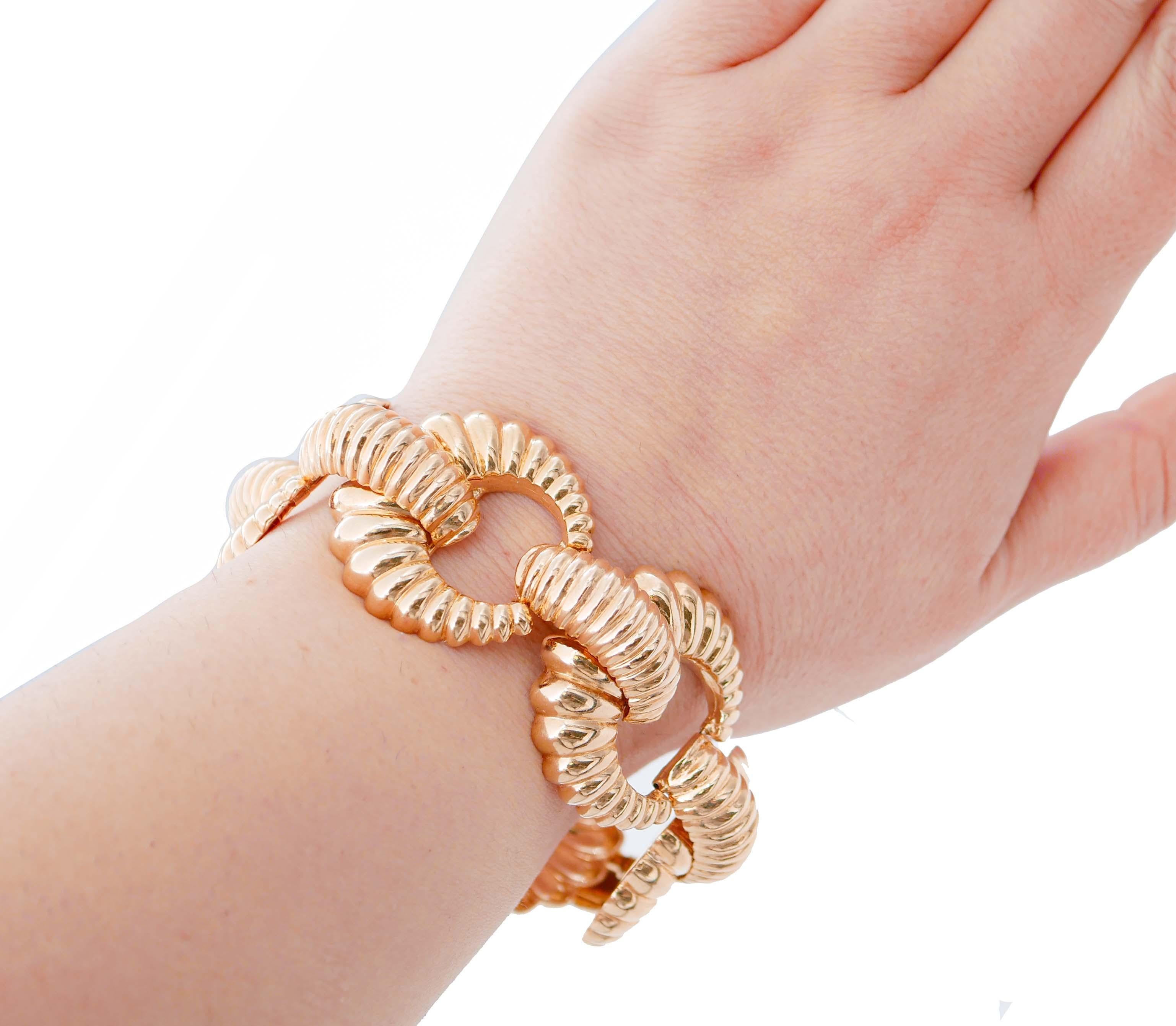 Bracelet Retrò en or rose 14 carats Pour femmes en vente