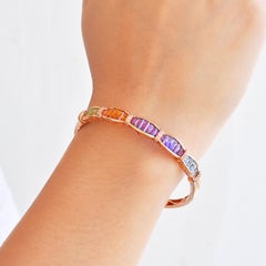 Brazalete de oro rosa de 14 quilates Rodolita Amatista Citrino Peridoto Topacio azul