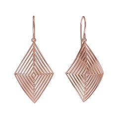 14 Karat Rose Gold Rhombus Row Earrings