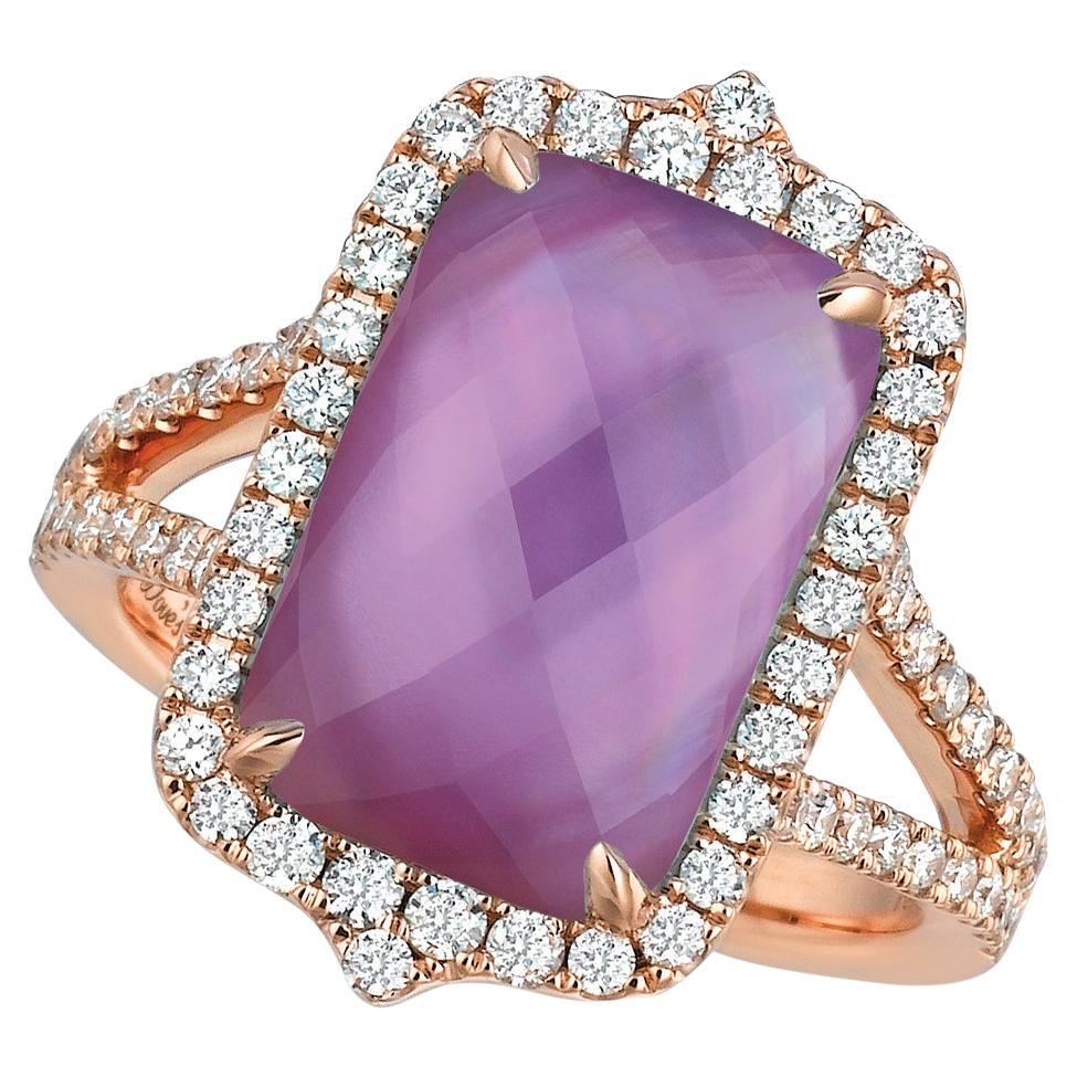 Rose Gold Pink Mother of Pearl Diamond Ring at 1stDibs mother of pearl diamond ring, pink