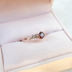 14 Karat Rose Gold Ring with Burmese Spinel and Diamonds