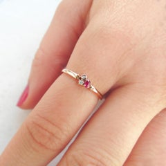 14 Karat Rose Gold Ring with Ruby and Diamonds