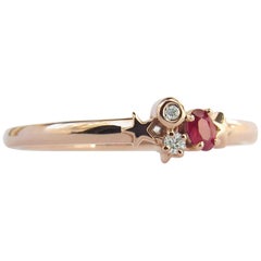 14 Karat Rose Gold Ring with Ruby and Diamonds
