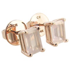 14 Karat Rose Gold Rose Quartz Studs