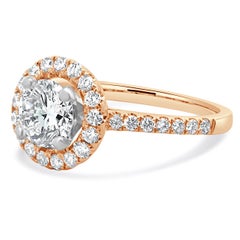 14 Karat Rose Gold Round Brilliant Cut Diamond Engagement Ring