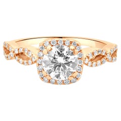 14 Karat Rose Gold Round Brilliant Cut Diamond Engagement Ring