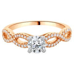 14 Karat Rose Gold Round Brilliant Cut Diamond Engagement Ring