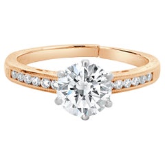 14 Karat Rose Gold Runder Brillant Diamant Verlobungsring