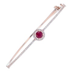 14 Karat Rose Gold Ruby and Diamond Bangle