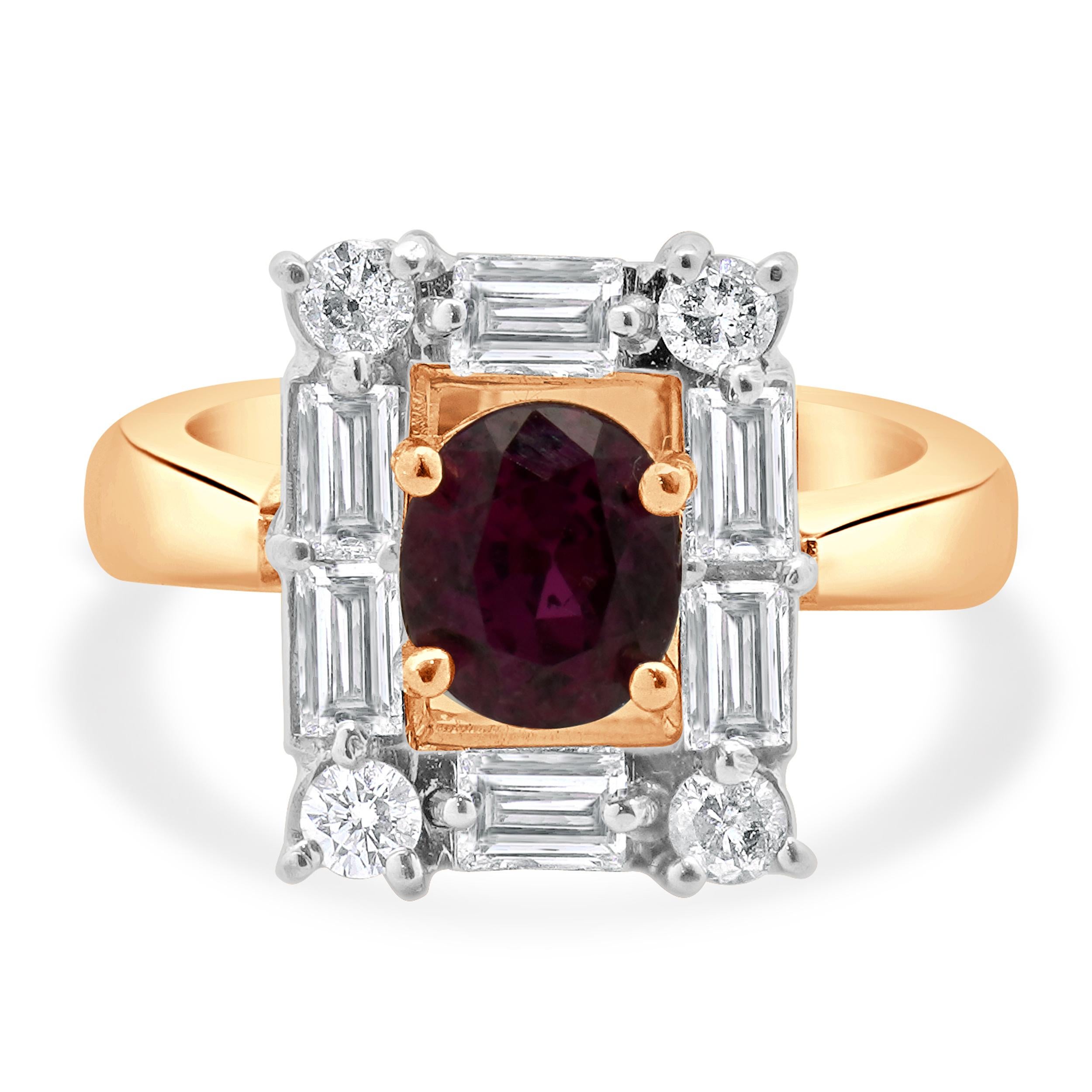 14 Karat Rose Gold Ruby and Diamond Cocktail Ring