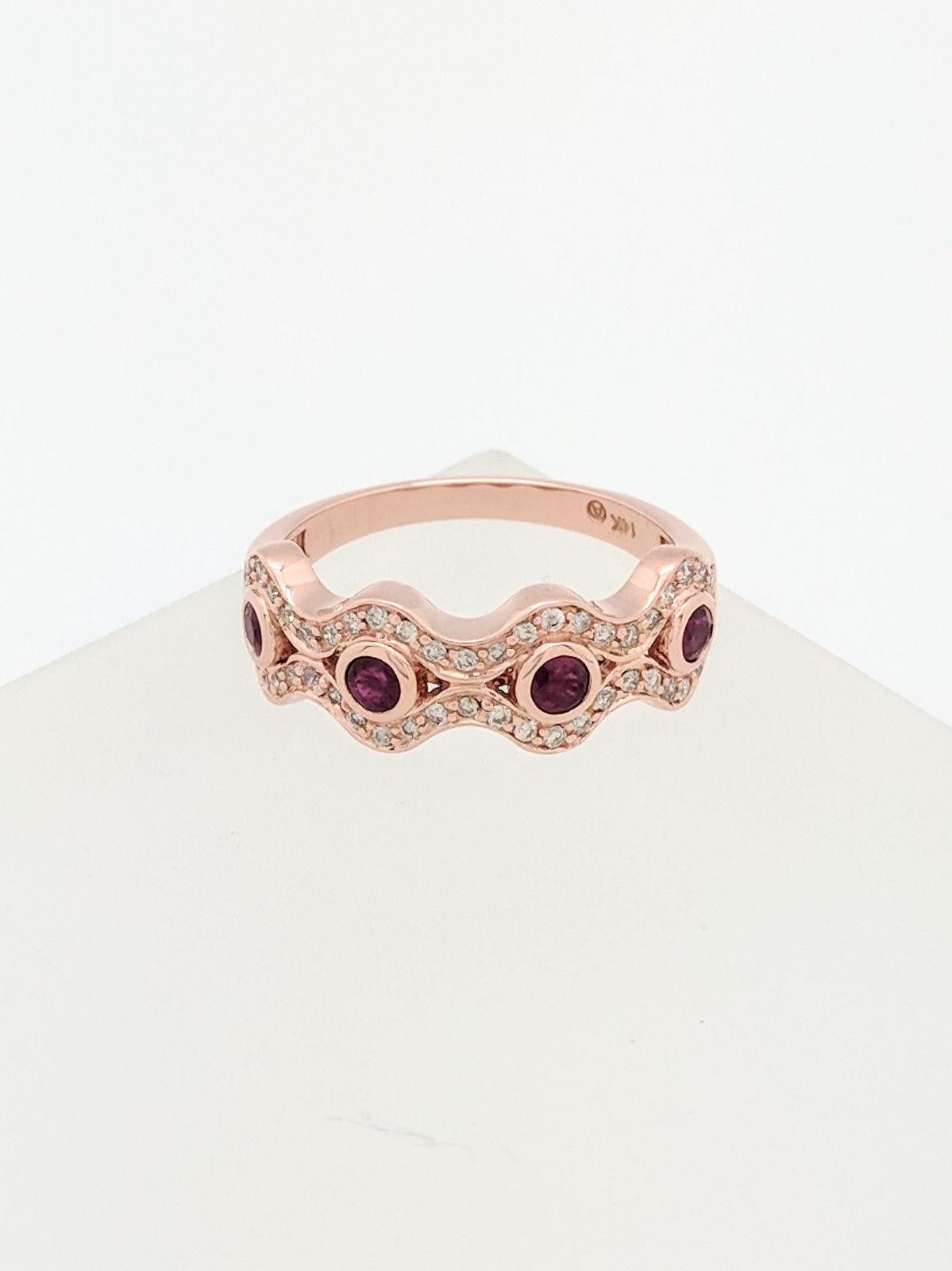 14 Karat Rose Gold Ruby and Diamond Right Hand Ring 4