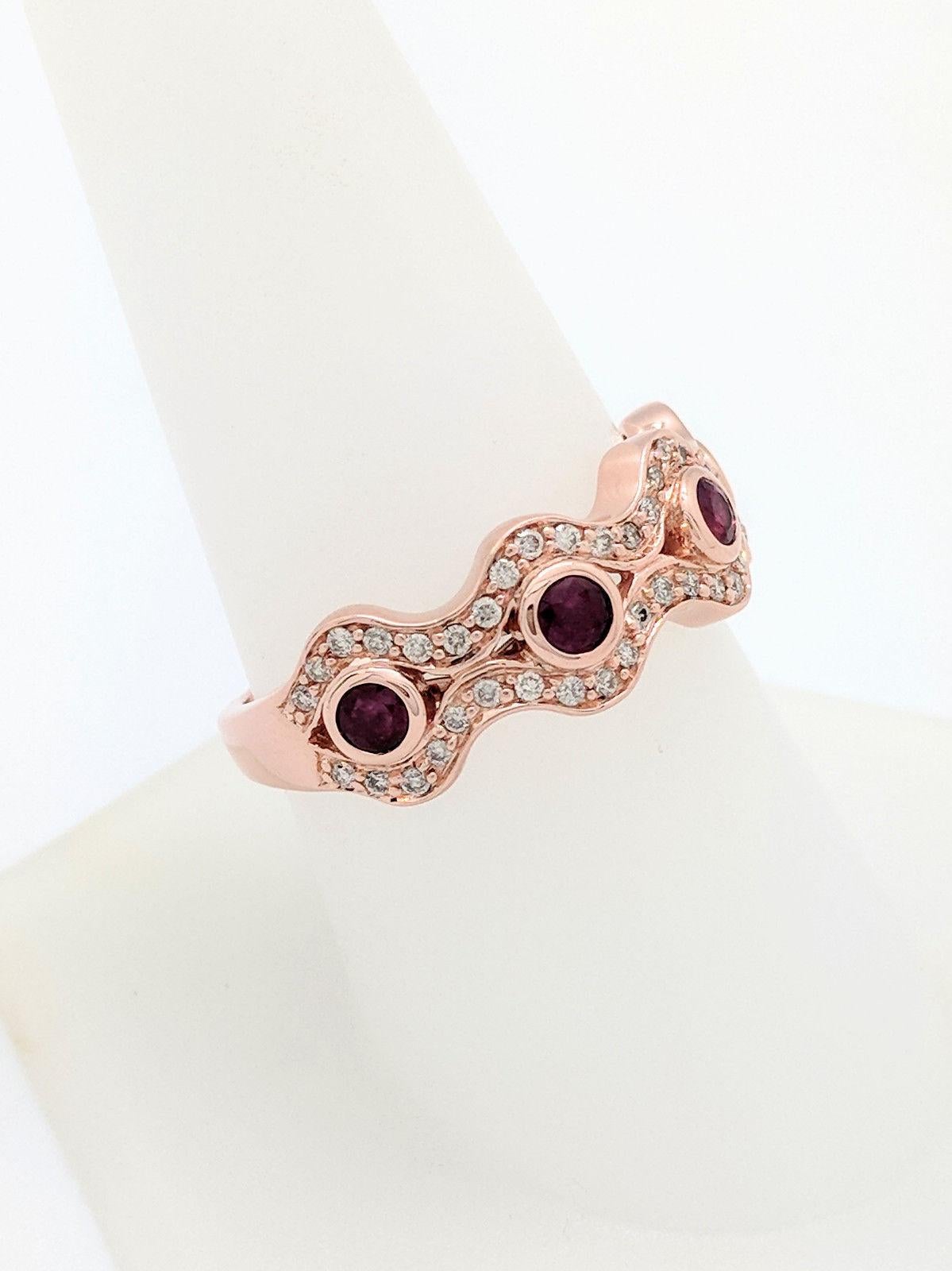 14 Karat Rose Gold Ruby and Diamond Right Hand Ring 1