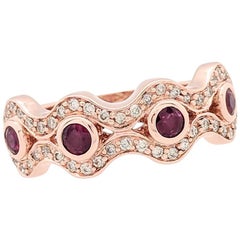 14 Karat Rose Gold Ruby and Diamond Right Hand Ring