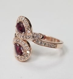 14 Karat Rose Gold Ruby and Diamond Ring