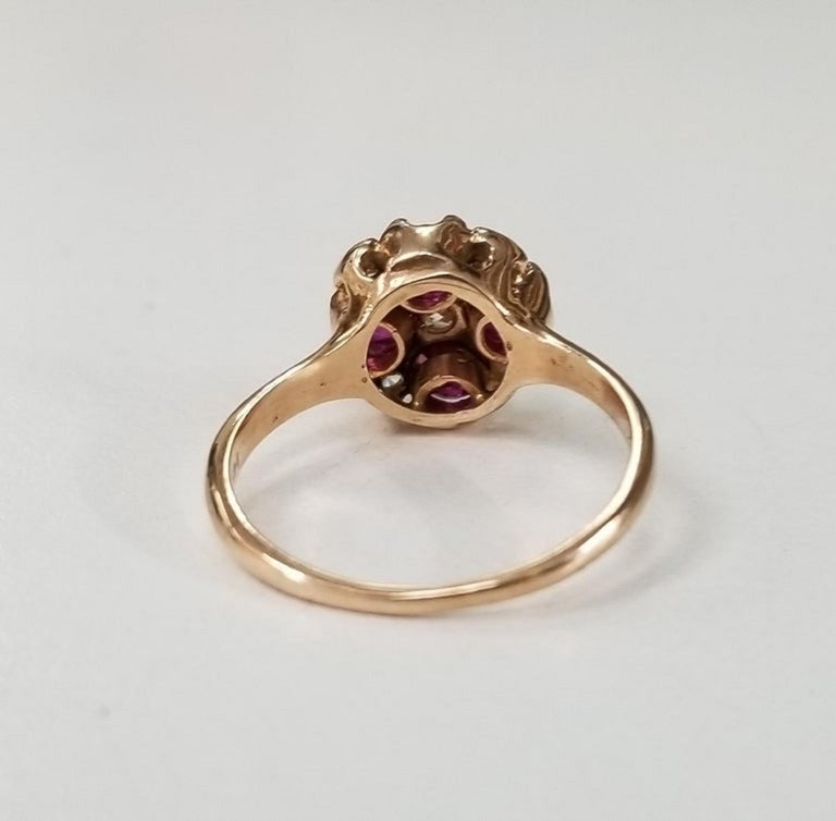 14 Karat Rose Gold Ruby and Diamond Ring Art Deco Style Ring For Sale ...