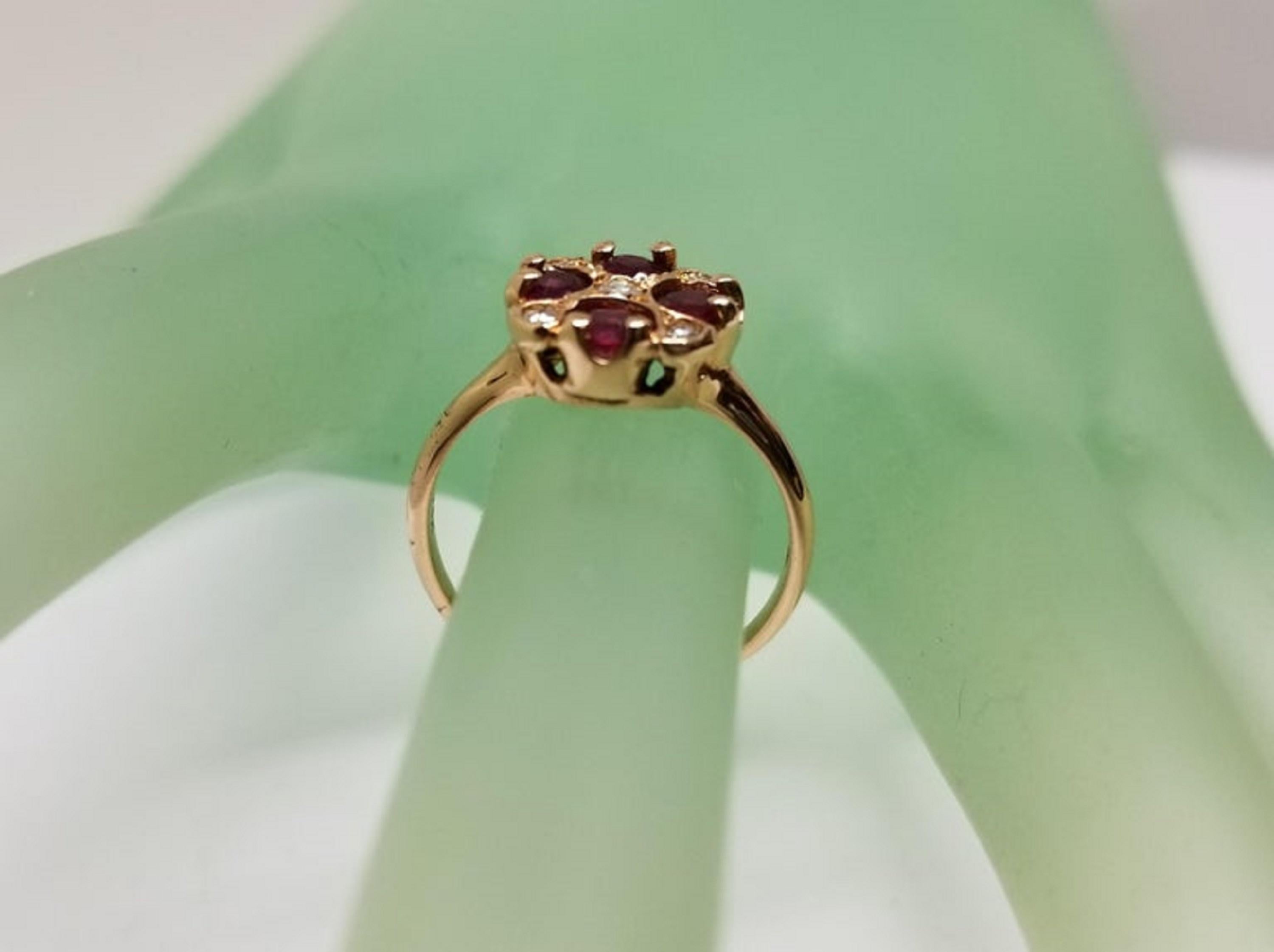 Women's or Men's 14 Karat Rose Gold Ruby and Diamond Ring Art Deco Style Ring